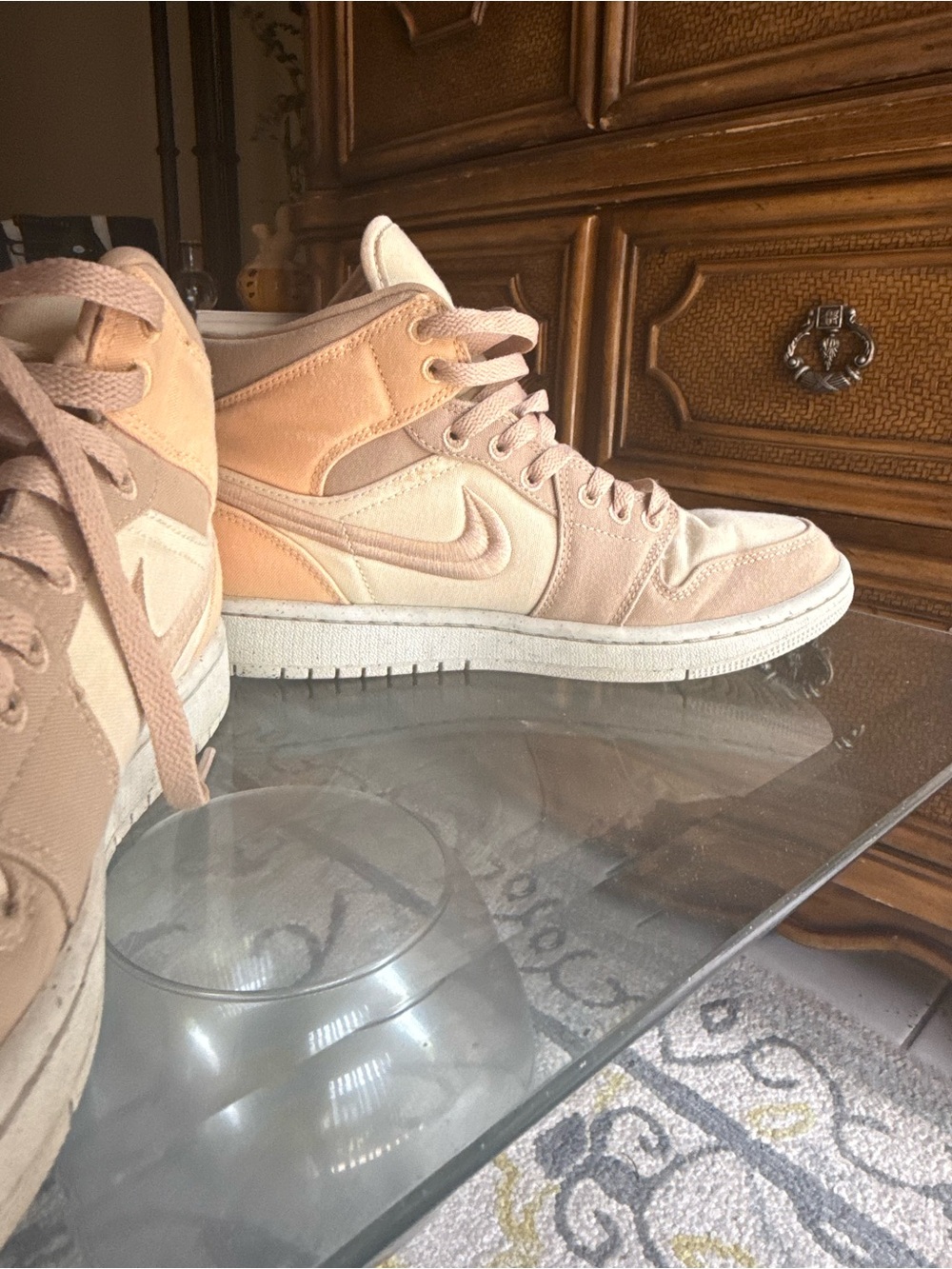 Nike High-Top Sneakers in Peach and Beige